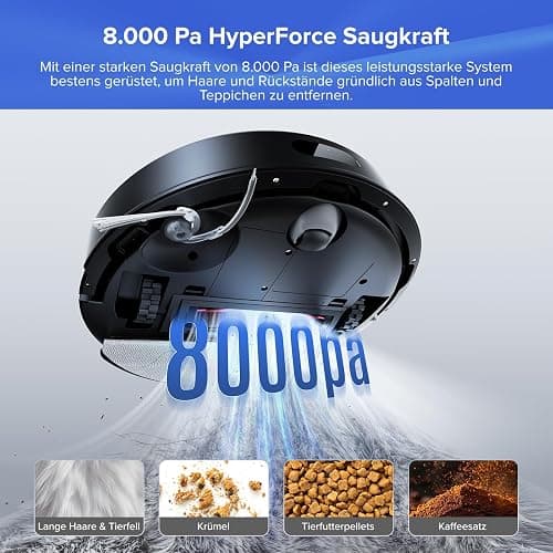 roborock Q7 L5+ Saugroboter mit Wischfunktion, Automatischer Staubentleerung, Dual Anti-Tangle System, 8.000 Pa Saugkraft, LiDAR-Navigation,Wischroboter für Teppich, Tierhaare, APP Steuerung(Schwarz) thumbnail 3
