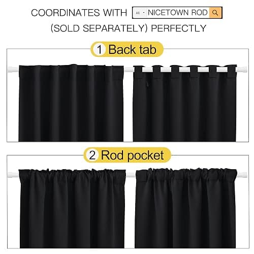 NICETOWN Halloween Black Blackout Living Room Curtains 84 inches Long, Black Out Curtain Panels for Bedroom - (Black Color) W52 x L84, 1 Pair, Thermal Insulated Blackout Draperies Window Treatment thumbnail 4