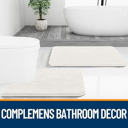 OLANLY Bathroom Rugs 30x20, Extra Soft Absorbent Chenille Bath Rugs, Rubber Backing Quick Dry, Machine Washable Bath Mats for Bathroom Floor, Tub and Shower, Home Decor Accessories, Ivory thumbnail 7