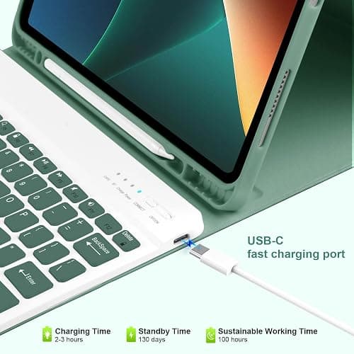 TaIYanG Keyboard Case for iPad Air 13-inch M3/M2/Pro 12.9 (6th & 5th Generation), Detachable Bluetooth Keyboard Case with Pencil Holder,Auto Sleep/Wake for iPad Air 13"(2025&2024)/Pro 12.9,Dark Green thumbnail 7