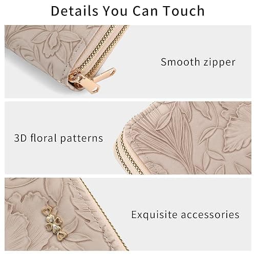 RNIEGA Wallet for Women Clutch Double Zip Around Credit Card Holder Leather Women's Wallet Large Capacity thumbnail 5