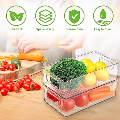 Diwoker Fridge Organiser, Stackable, Storage Box, Kitchen Organiser, Pantry Storage Container, Transparent Container for Fridge, Kitchens, Cabinets (Pack of 6) thumbnail 2