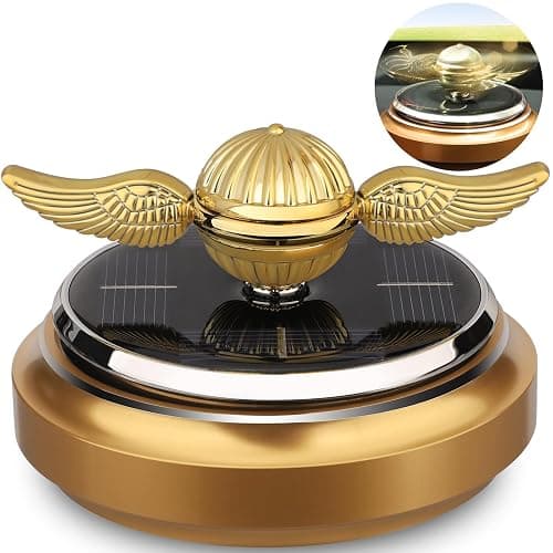 Golden Fidget Spinner Solar Energy Toy, Car Air Freshener Dashboard Decoration Powered by Sunshine, Cool Science Kit Spinning Ball Toy with Solar Panels, Premium Gift for Boyfriend Men Women - Image 1