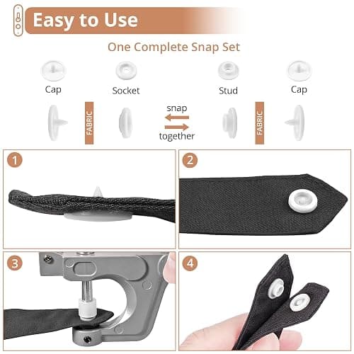 Kamtop Snaps and Snap Pliers Set, 120 Sets T5 Plastic Snap Buttons White, Snap Fasteners Press Pliers Snaps Starter Kit Setter Tool for Clothes Sewing Bibs Rain Coat DIY Crafting thumbnail 3