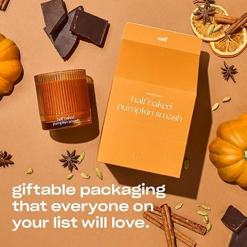Half Baked Pumpkin Smash Scented Candle by Snif, 8.5oz | Festive Fall Candle | 50+ Hours| 100% Cotton Fiber Wicks | Soy Wax Blend | Non-Toxic, Vegan thumbnail 7