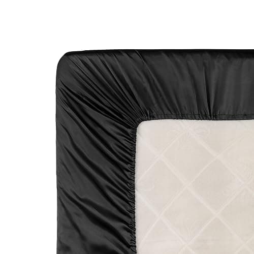 Homiest Black Satin Fitted Sheet Queen Size, Deep Pocket, Luxury & Ultra Soft Bedding - Queen - Fitted - Black thumbnail 6