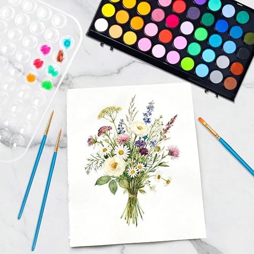 Dushco Solid Watercolor Paint Set with 3 Wooden Brushes for Adults Kids | 48 Color Washable Watercolor Kit, Safe and Non-Toxic, Detachable Palette, Portable, Gift for Beginners, Children, Students thumbnail 2