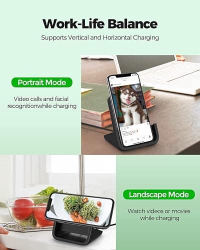 Wireless Charger YUWISS Wireless Charging Stand Cordless Charger 10/7.5/5W Compatible with iPhone 14 13 12/12 /11Pro Max/XR/XS Max/XS/X/8/8Plus Galaxy S22/S21/S9/S9+/S8/S8+ Note thumbnail 4