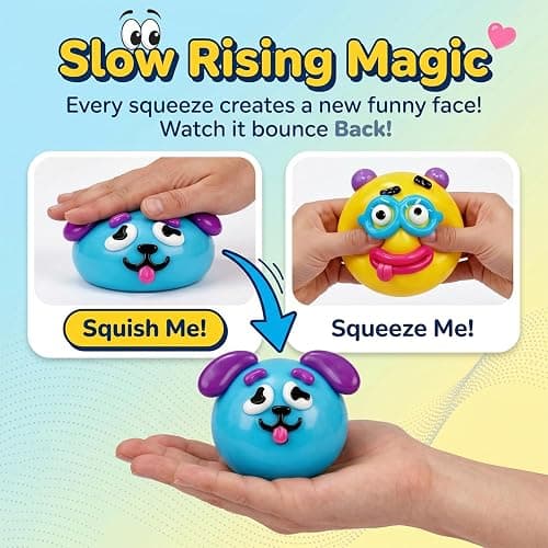 New Dog Face Swap Soft Slow Rising Squishy Toy, Cute Sensory Fidget Squeeze Toy, Stress Anxiety Relief Decompression Squishies for Adults Kids (E: Yellow) thumbnail 4