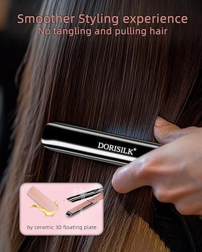 DORISILK 500 Degree High Temp Professional Hair Straightener，30s Fast Heating Ceramic Flat Iron ，2 in 1 Hair Straightener and Curler，Plasma Flat Iron Get Frizz-Free ，Dual Voltage for Travel Using thumbnail 8