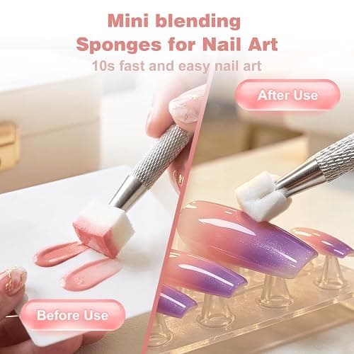 200PCS Soft Nail Sponges with 1PCS Grabbing Pen for Ombre and Aura, Reusable Soft Nail Sponge,Professional Nail Art Tools Accessories Supplies for Home Use and Salons,Manicure DIY Tools thumbnail 5