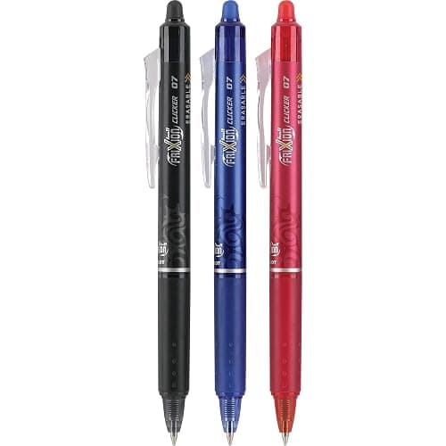 PILOT FriXion Clicker Erasable, Refillable & Retractable Gel Ink Pens, Fine Point, Black/Blue/Red Inks, 3-Pack (31467) thumbnail 8