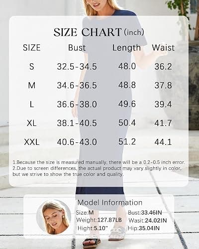 Arach&Cloz Women's Wool Blend Fall Business Casual T Shirts Maxi Dress | Soft Wool Blend, Medium Stretch & Thickness,Crew Neck short Sleeve Maxi Dress With side Slit fits,Casual And All Occasions thumbnail 7