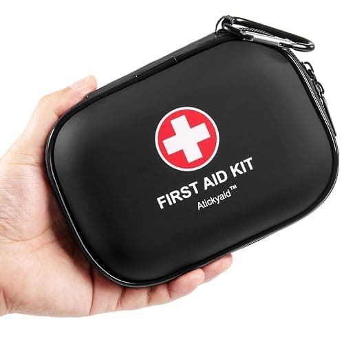 Mini First Aid Kit - 120 Piece Small Waterproof Hard Shell Medical Kit | Emergency First Aid Supplies and Survival Kit For Car, Home, Office, Travel, Camping, Sports, Outdoor, School (Black) - Image 1