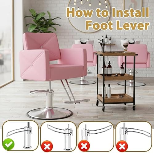 MIMWOW Salon Barber Chairs for Hair Stylist, Hair Salon Stylist Chair with Heavy Duty Hydraulic Pump Height Adjustable, 360 Degrees Rolling, Barber Braider Spa Beauty Equipment, Light Pink thumbnail 5