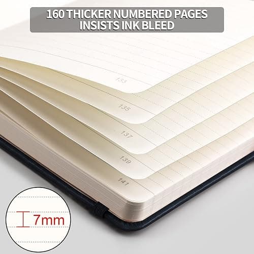 AHGXG Thick Journal Lined Notebook - 320 Numbered Pages A5 College Ruled Notebook for Writing, 100gsm Lined Paper, Leather Hardcover, for Women Men Work Office School, 5.75'' X 8.38''-Dark Blue thumbnail 3