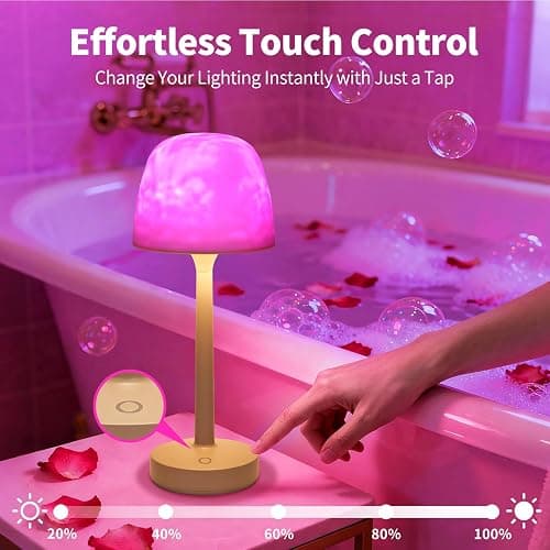 Lumoza Shower Lamp - Waterproof Bathroom Lamp with 16 Color Ocean Wave Projector, Rechargeable Shower Light with Touch & Remote Control, 2-in-1 Cordless Light for Inside Shower/Bathtub thumbnail 5