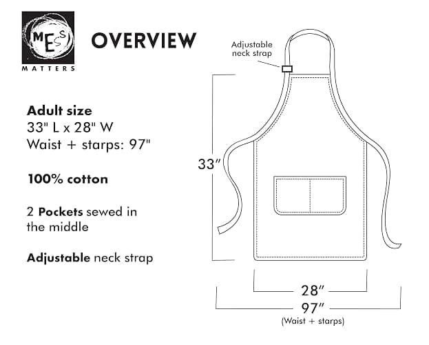Cotton Kitchen Apron, Cooking Apron with Pockets, Full Length Apron for Men and Women, Unisex Apron thumbnail 4