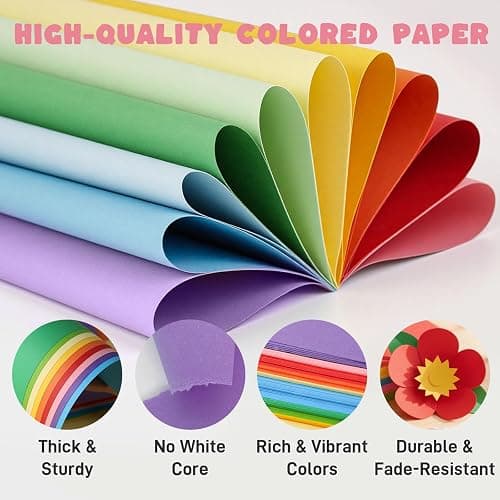 3 otters 200Sheets Construction Paper, Cardstock 8.5" x 11 ", 10 Assorted Colors Card Stock Printer Paper 65 lb/180 GSM, for Printing, DIY Craft, Kids School Supplies, Back to School, Party Decoration thumbnail 4