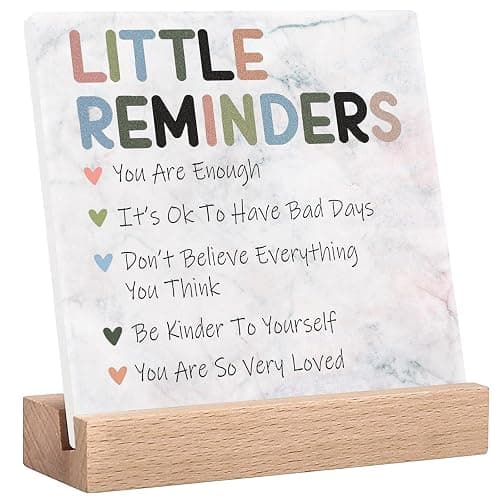 Inspirational Office Desk Decor, Little Reminders Desk Sign, Motivational Gifts for Women, Cute Home Office Decorations for Work, Positive Quotes for Teacher Decorative Sign, Fun Cubicle & Table Decor Signs - Image 1