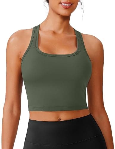 PINSPARK Sports Bra Longline Racerback Tank Tops for Women Padded Workout Yoga Top thumbnail 2