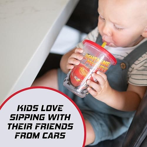 The First Years Cars Take & Toss Toddler Straw Cups Party Pack - Spill Proof Toddler Sippy Cups with Snap-On Lids and Straws - Kids Party Supplies - 10 Oz - 10 Count thumbnail 4
