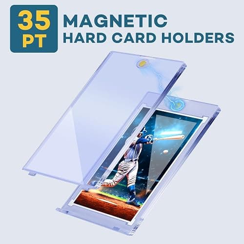 100ct Magnetic Card Holders, Magnetic 35pt One Touch Card Holders, U-V Protection Hard Plastic Display Case for Trading, Sports, Baseball, Football, Game Cards thumbnail 4