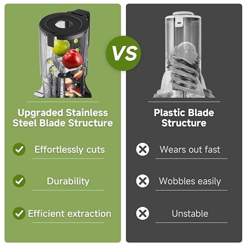 Cold press Juicer Machines with 5.2" Extra Self-Feeding for Whole Vegetable & Fruit, Juice Extractor with Large Auger & Triple Strainers, Easy to Clean, High Juice Yield, Stainless Steel Silver thumbnail 4