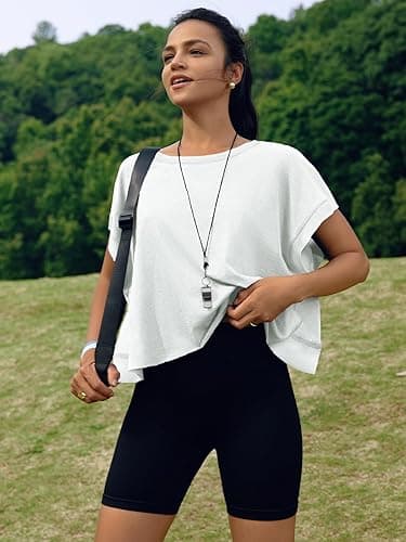 SENSERISE Womens Open Back Workout Tops Backless Short Sleeve Athletic Shirt Running Crop Top Gym Yoga Tee thumbnail 4