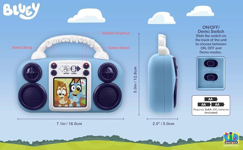 eKids Bluey Toy Music Player, Toy for Toddlers with Built-in Music, Bluey Toys Make Great Stocking Stuffers for Kids thumbnail 3