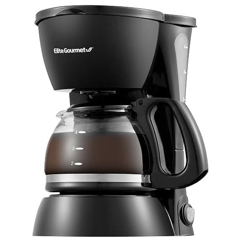 Elite Gourmet EHC4128 Automatic 4-Cup Brew & Drip Coffee Maker with Pause N Serve, Glass Carafe, Reusable Filter, On/Off Switch, Keep Warm, Water Level Indicator, Black - Image 1