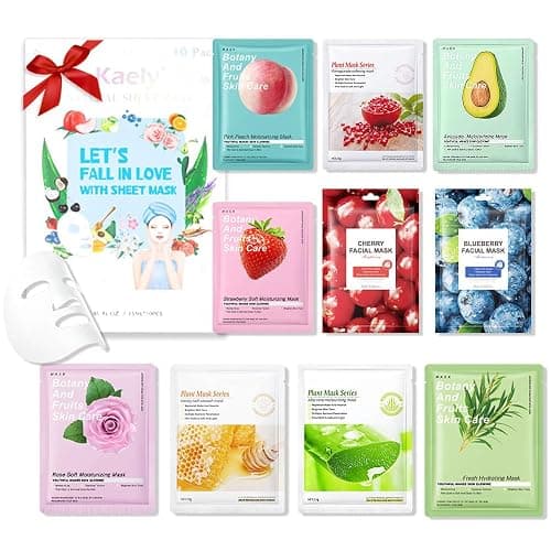 Kaely 10 Pack Variety Face Masks for Kids, Kids Face Mask Spa Day Kit Supplies, Spa Party Favors for Teens Girls Women, Sheet Facial Mask Skincare Gifts Set, Hydrating Nourish for All Skin Types, 02 - Image 1