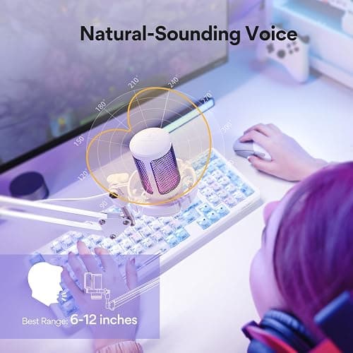 MAONO USB Gaming Microphone with Noise Cancellation, Computer PC Mic with Boom Arm, RGB Light, Mute, Gain, Monitoring Streaming Mic for Podcast, YouTube, Twitch, Discord, PS5/4, GamerWave DGM20S thumbnail 8