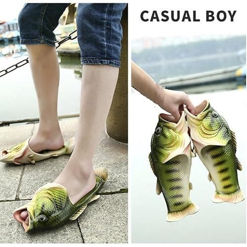 BING RUI CO Fish Slippers Beach Shoes Non-Slip Sandals Creative Bass Slippers Men and Women Casual Shoe thumbnail 5