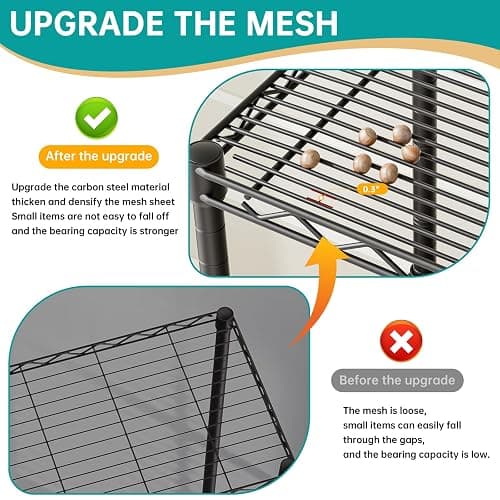SINGAYE Metal Shelves Wire Shelving：Storage Rack Standing Units Shelf for Kitchen Laundry Bathroom Closet Organizers Pantry Narrow Mesh Adjustable 10" D x 16" W x 55" H Black thumbnail 4