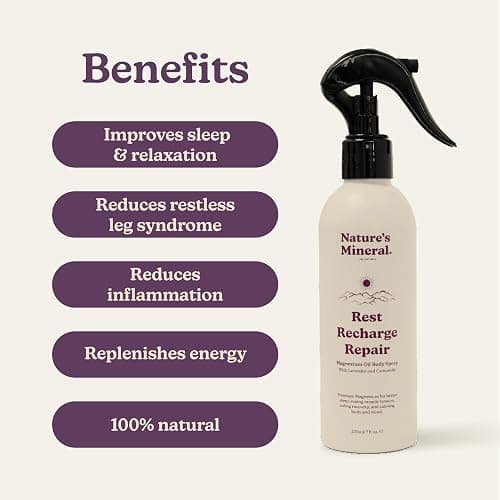 Rest Recharge Repair Magnesium Spray - Magnesium Supplements/Muscle Recovery & Stress Relief Supplement - Soothing Lavender & Chamomile Blend in Oil Spray Bottle - 200ml 1,200 Sprays thumbnail 2