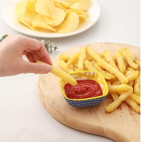 Selamica Ceramic 2.6 OZ Square Dipping Bowl Set, Soy Sauce Dish 3 inch Small Bowls for Ketchup Condiments Side Dish BBQ, Ramekins Oven safe, Stackable, Set of 6, Assorted Colors thumbnail 4