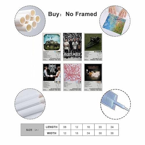 Oulores A Set Of 6 Pierce The Veil Poster（Unframed） Music Album Cover Signed Limited Edition Posters Canvas Posters 08x12inch(20x30cm) Style thumbnail 2