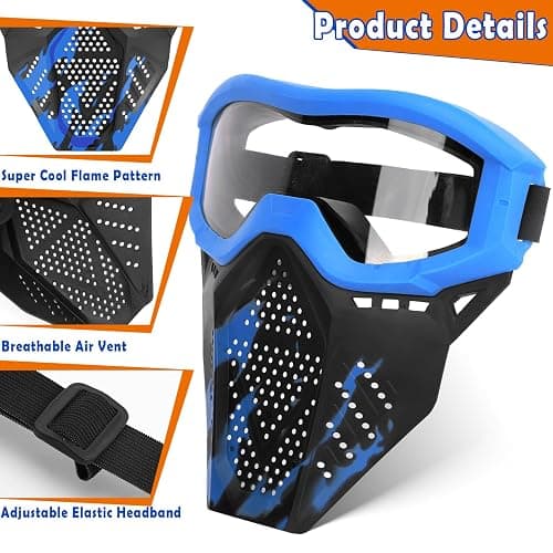 POKONBOY 4 Pack Tactical Mask for Kids, Safety Goggles Compatible with Nerf Rival, Apollo, Zeus, Khaos, Atlas, & Artemis Blasters Age 8+ Years Old thumbnail 3