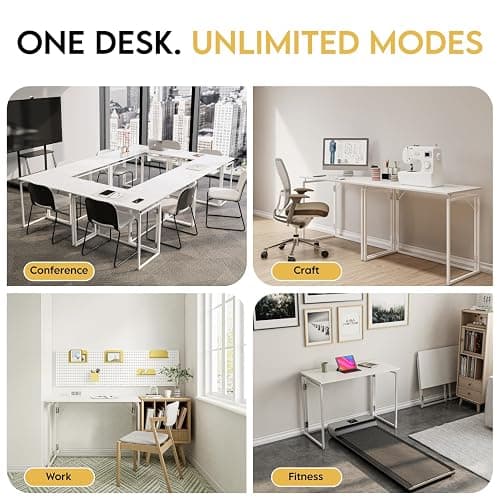 alawooder Folding Desk - 39.4” Wood Top Foldable Desk for Small Spaces | No Assembly Required Compact Desk for Home Office, Writing, and Study thumbnail 8