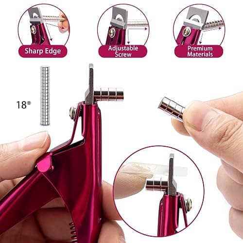 Violet Red Acrylic Nail Clipper with Magnetic Sizer, Adjustable Stainless Steel Trimmer for Salon Professional Manicure, Home Nail Art Tool Kit thumbnail 5