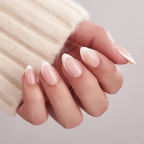 BTArtbox Press On Nails, White French, Short Almond, French Tip, 32Ct | Lamp-Curable 4-Week Wear, Salon-Quality Natural Nails, 10-Minute Easy Daily Application, 16 Sizes, All-in-One Complete Kit thumbnail 3