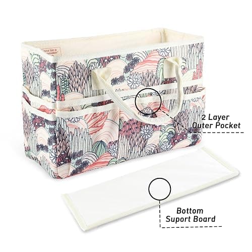 qianshan Craft Organizer Tote Bag with Multiple Pockets, Large Art Storage Caddy with Handles for Art, Craft, Sewing, Make-up，Scrapbooking, Medical, and Office Supplies Storage.Desert thumbnail 5
