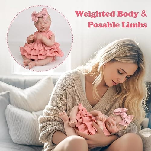 Aori Realistic Reborn Baby Dolls - 20" Lifelike Sleeping Newborn Girl with Magnetic Pacifier, Poseable Limbs, Hand-Painted Skin, Soft Body for Girls 3+ thumbnail 4