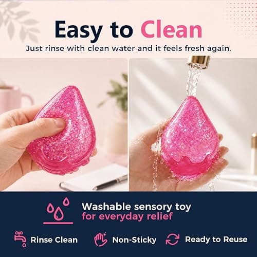 Dream Glitter Drop Squishy, Sugar Droplet Squishy Stress Ball, Water Drop Fidget Toy, Raindrop Squishy Sensory for Anxiety Relief, Slow Rising Squeeze Toy Gift for Birthday (Glitter Blue) thumbnail 5