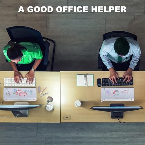 TSJ OFFICE Small Desktop Whiteboard -Glass Dry Erase Board Computer Keyboard Stand White Board Surface Pad with Drawer, Desk Organizers with Accessories for Office, Home, School Supplies thumbnail 6
