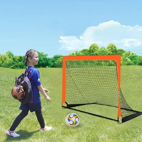 Theresduet 2 Pack 4’ x 3’ Size Portable Kid Soccer Goals for Backyard, Indoor and Outdoor Pop Up Soccer Goals, Orange, Theresduet thumbnail 6