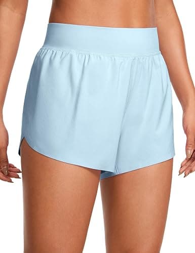 CRZ YOGA High Waisted Split Running Shorts for Women 3" - Comfy Mesh Liner for Workout Athletic Gym Track Quick Dry - Image 1