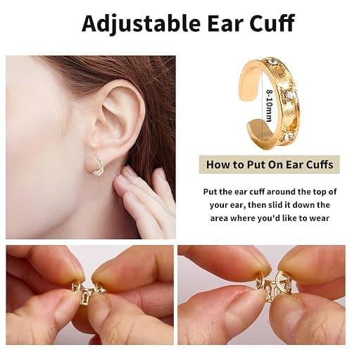 Sdfvsdg 60 Pcs Ear Cuff Earrings for Women Non Piercing Helix Cartilage Silver Gold Plated Clip on Earrings Ear Wrap Earring for Sensitive Ears Women Men Fake Earring Set thumbnail 4