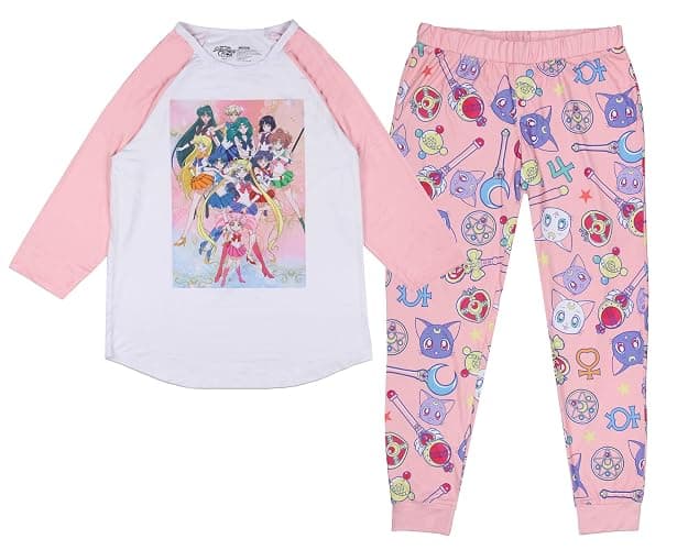 Bioworld Sailor Moon Pajamas Women's Character Poster Raglan Shirt And Jogger Pants Pajama Set thumbnail 5